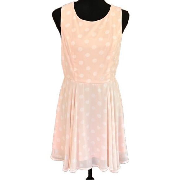 Sans Souci fit and flare sleeveless polka dot lined dress size M. - Picture 1 of 5